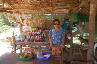 The lady with the snacks at the end of the tracks