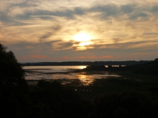 Sunset at Tower Hill Reserve - the distant ridge is the rim of the volcanic crater