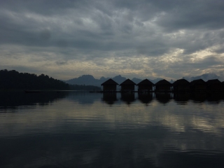 Floating bungalows looking into the sunrise. Honestly, termites and toilets aside it is a romantic spot
