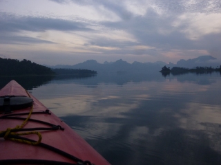 Paddling into the sunrise