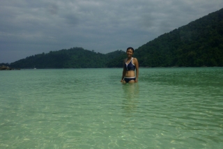 Otter adrift on the island of Ko Surin, where the sea is always pleasant and usually crystal clear