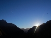 Dawn over the mountains, Day Three begins - the end of our trek